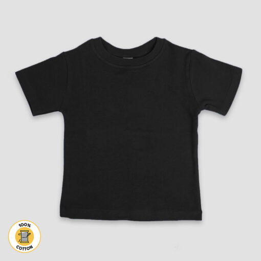 Baby Crew Neck T-Shirt – Black -100% Cotton - LG2506D - The Laughing Giraffe®