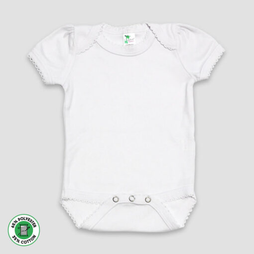 Baby One-Piece Bodysuit with Scallop Trim – Polyester-Cotton Blend White - LG3203W - The Laughing Giraffe®