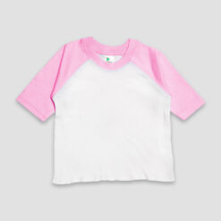 Baby Raglan T-Shirt White/Pink - Polyester Cotton Blend - LG3445WPK - The Laughing Giraffe®