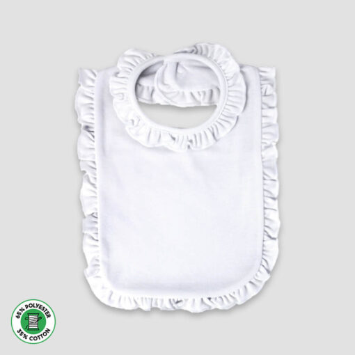 Baby Ruffle Bibs – 2 Ply – Polyester Cotton Blend White - LG3467W - The Laughing Giraffe®