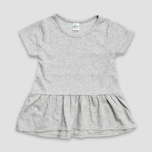 Toddler & Kids Short Sleeve Peplum Top – Polyester Cotton Blend Heather Gray - LG3585H - The Laughing Giraffe®