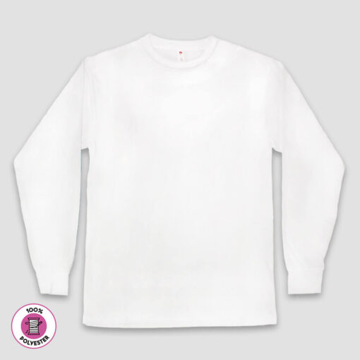 Unisex Plain White Long Sleeve Shirts for Sublimation 100% Polyester - ND4586WI - Neil & David ®