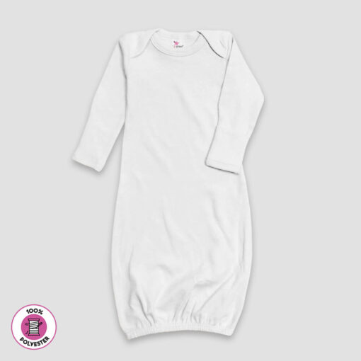 Baby Nightgowns With Mittens – 100% Polyester - White - LG4850W - The Laughing Giraffe®