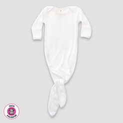 Knotted Baby Gowns With Mittens – 100% Polyester- White - LG4802W - The Laughing Giraffe®