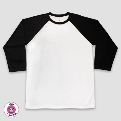 100% Polyester Raglan T-Shirts for Sublimation - Unisex Adult Tees - White/Black - 100% Polyester | Neil & David ®