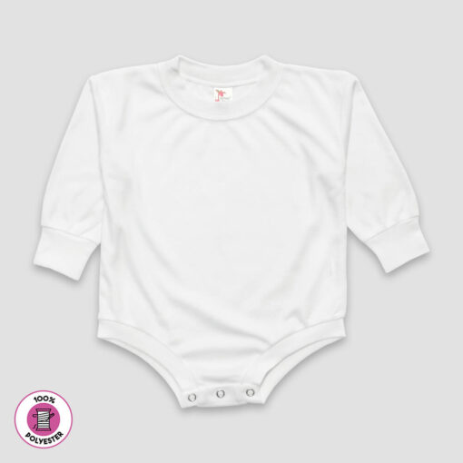 Long Sleeve Bubble Romper — White — 100% Polyester LG4300W - The Laughing Giraffe®