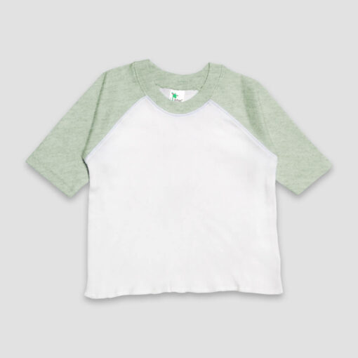 Baby Raglan T-Shirt White/Sage Heather - Polyester Cotton - LG3445WSG - The Laughing Giraffe®