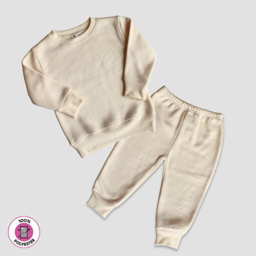 Blank Toddler Fleece Jogger Pants and Sweatshirt Set - Natural - LGS5675